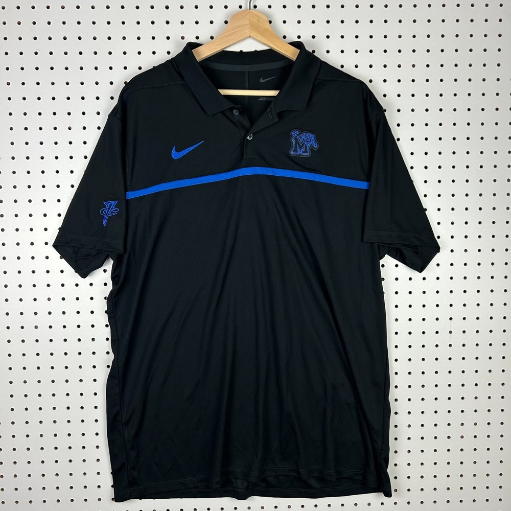 Nike 1 Cent Memphis Tigers Polo XLT Black Basketball Team Issued Penny Hardaway